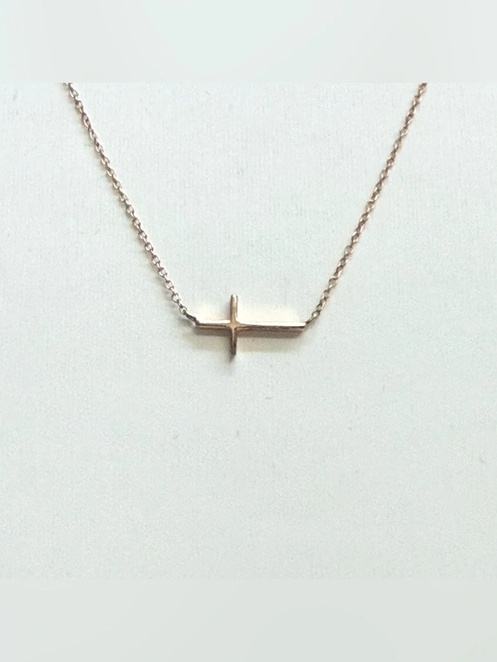 925 Sterling Silver Gold Plated Sideways Cross Necklace Minimalist Dainty Chain
